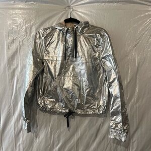 H&M x Coachella Metallic Silver Half Zip Jacket Size 8 US